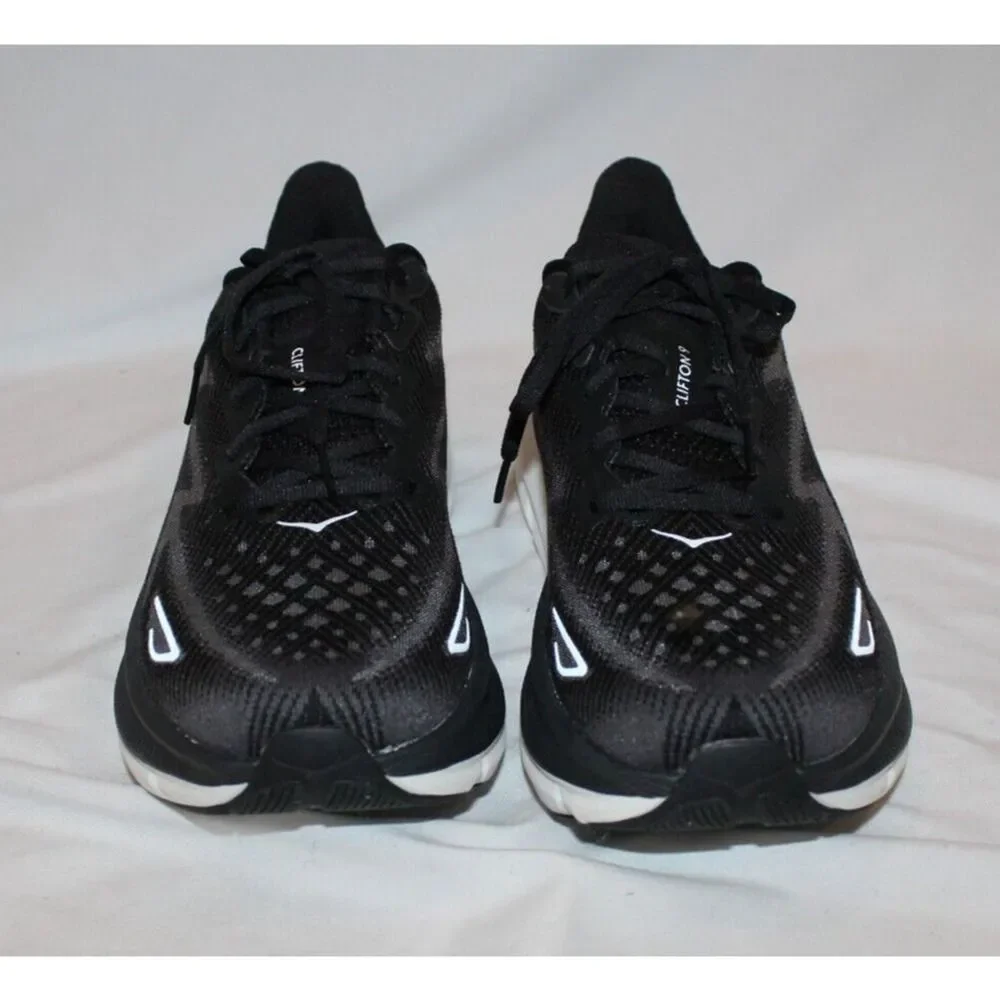 NIB HOKA‎ ONE ONE MEN'S CLIFTON 9 BWHT BLACK WHITE RUNNING SNEAKERS 8
